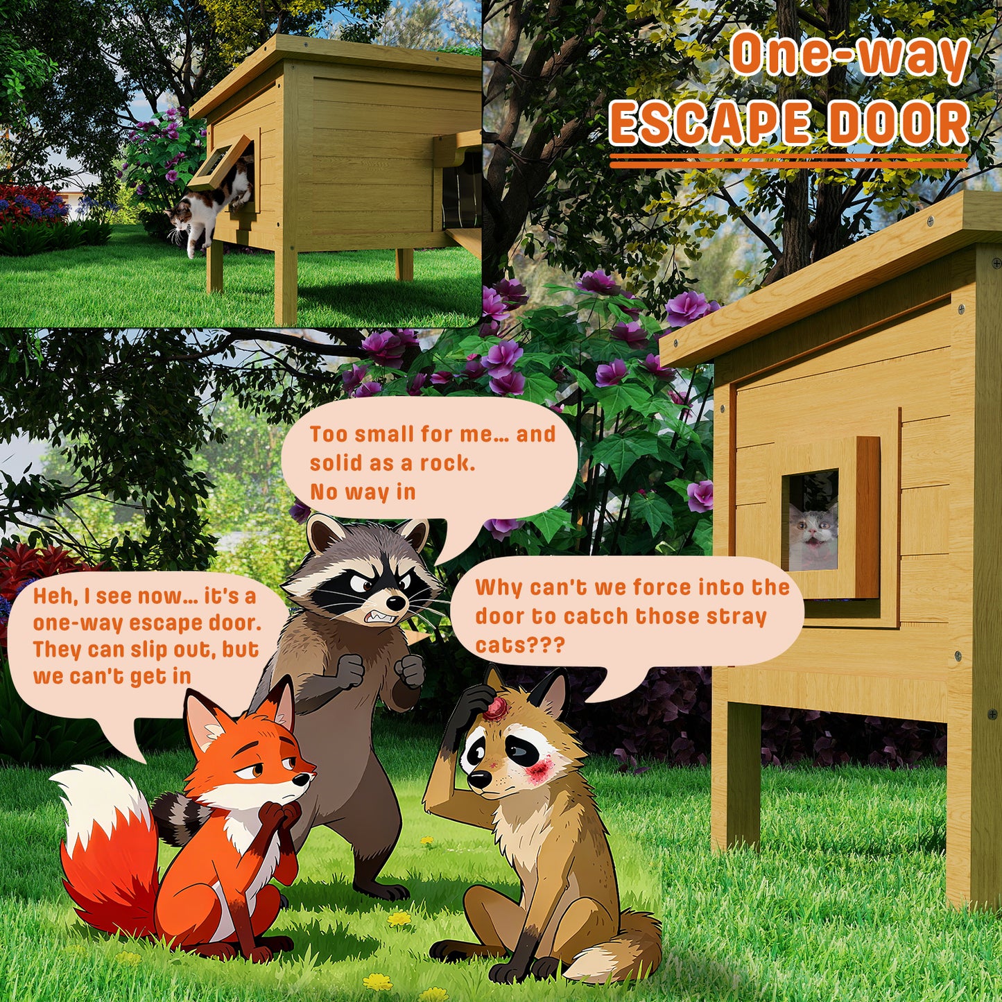 Dual Insulated Cat House, Winter Shelter, Brown