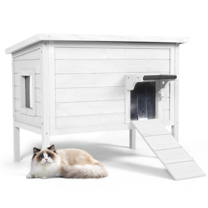 Outdoor Insulated Cat House, Winter Shelter, White