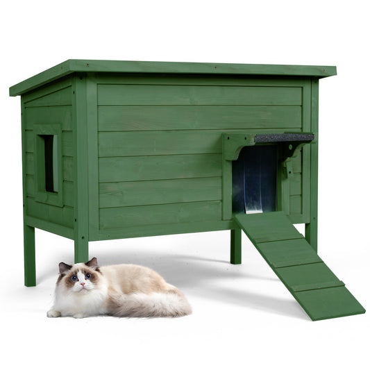 Outdoor Insulated Cat House, Winter Shelter, Green