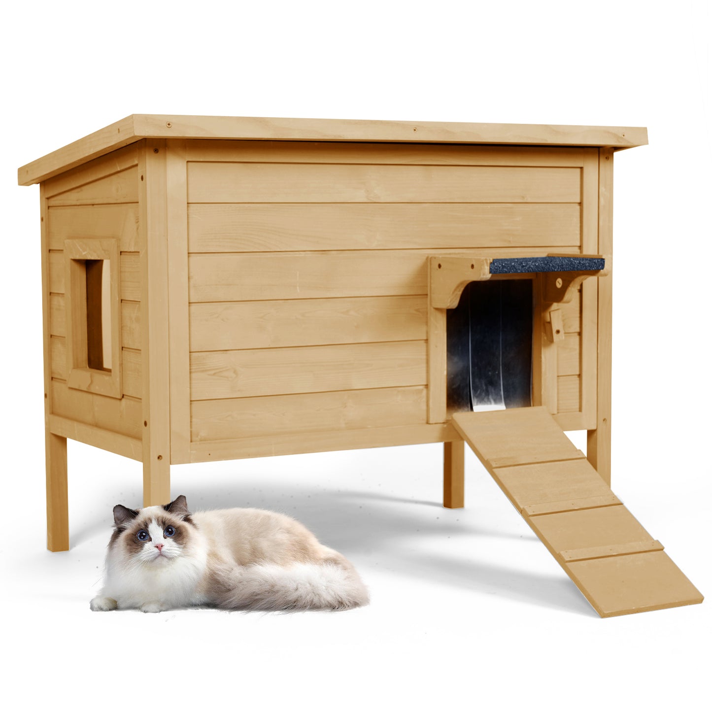Outdoor Insulated Cat House, Winter Shelter, Brown