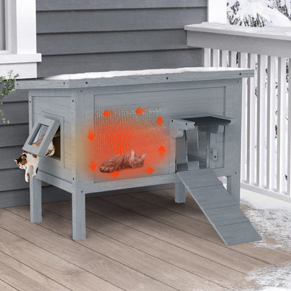 Dual Insulated Cat House, Winter Shelter, Grey