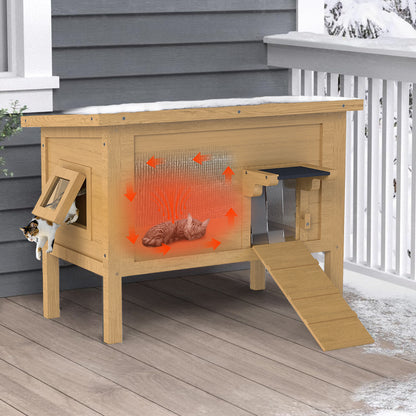 Dual Insulated Cat House, Winter Shelter, Brown
