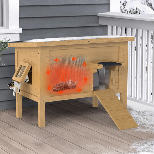 Dual Insulated Cat House, Winter Shelter, Brown