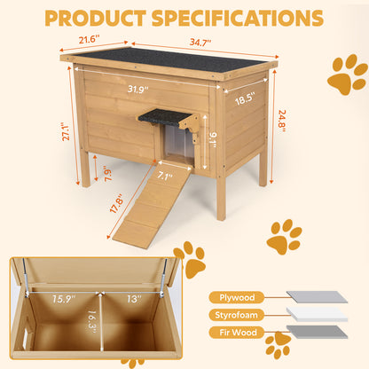 Outdoor Insulated Cat House, Winter Shelter, Brown