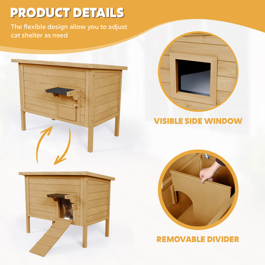 Outdoor Insulated Cat House, Winter Shelter, Brown