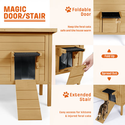 Outdoor Heated Cat House, Winter Shelter, Brown