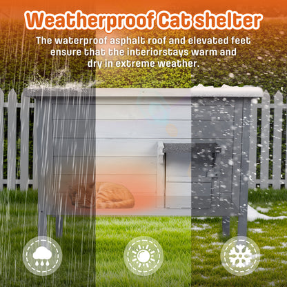 Dual Insulated Cat House, Winter Shelter, Grey