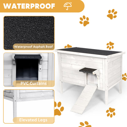 Outdoor Insulated Cat House, Winter Shelter, White