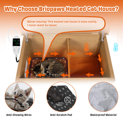 Outdoor Heated Cat House, Winter Shelter, Brown