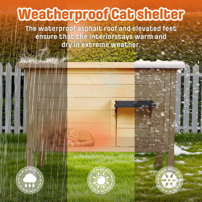 Dual Insulated Cat House, Winter Shelter, Brown