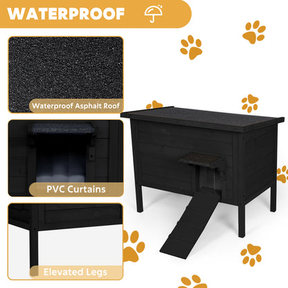 Outdoor Insulated Cat House, Winter Shelter, Black