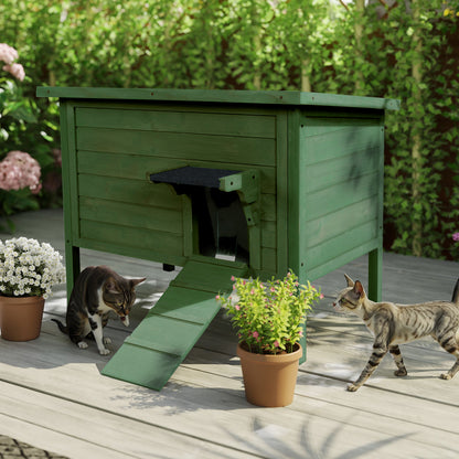 Outdoor Insulated Cat House, Winter Shelter, Green