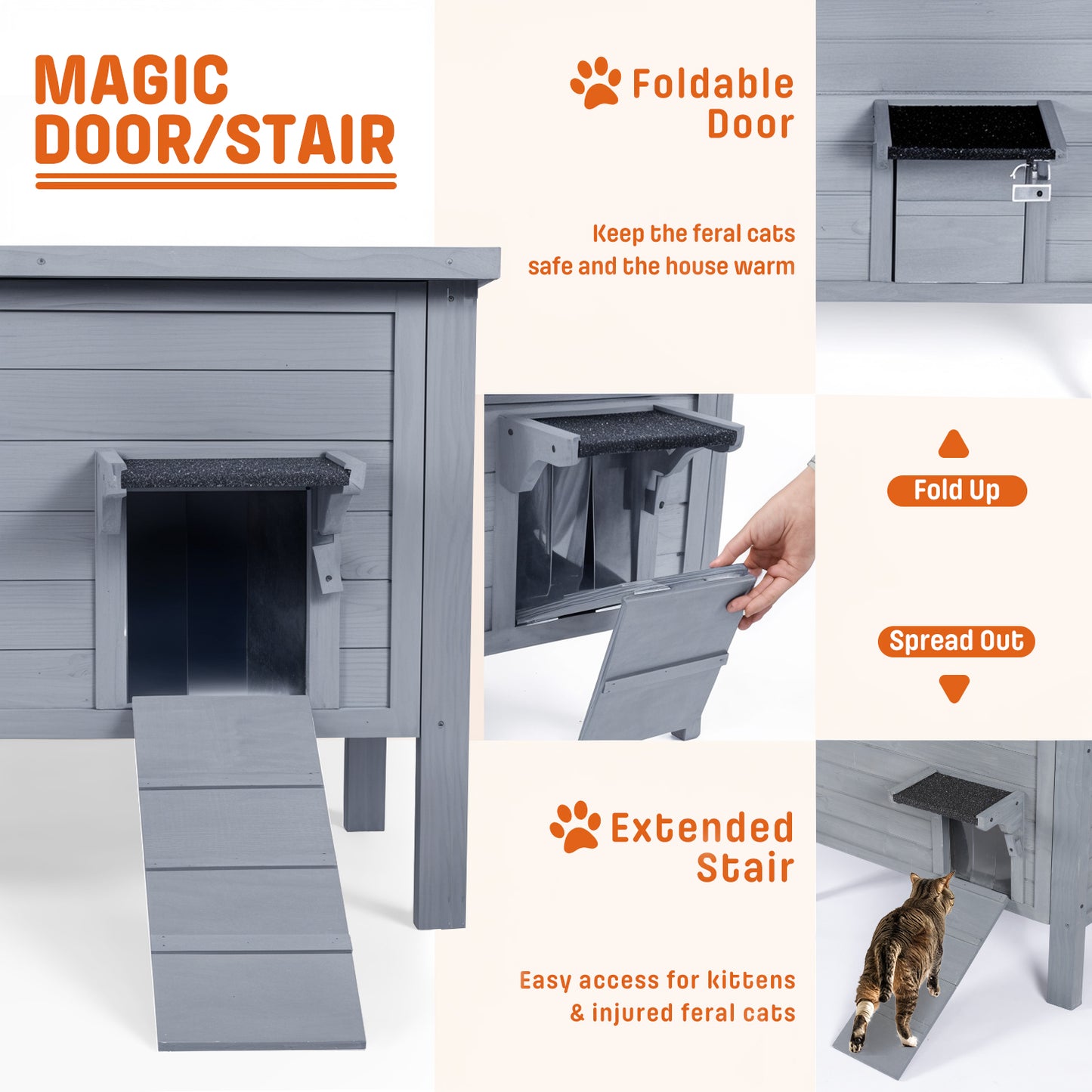 Dual Insulated Cat House, Winter Shelter, Grey
