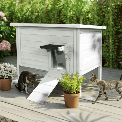 Outdoor Insulated Cat House, Winter Shelter, White