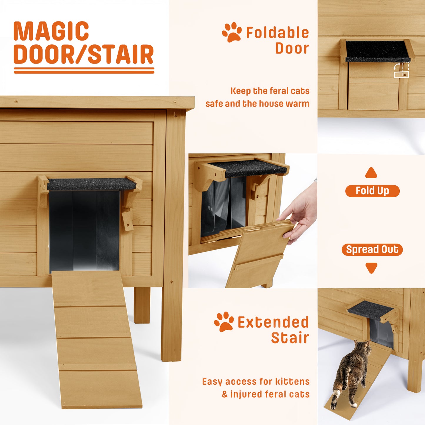 Dual Insulated Cat House, Winter Shelter, Brown