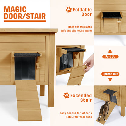 Dual Insulated Cat House, Winter Shelter, Brown