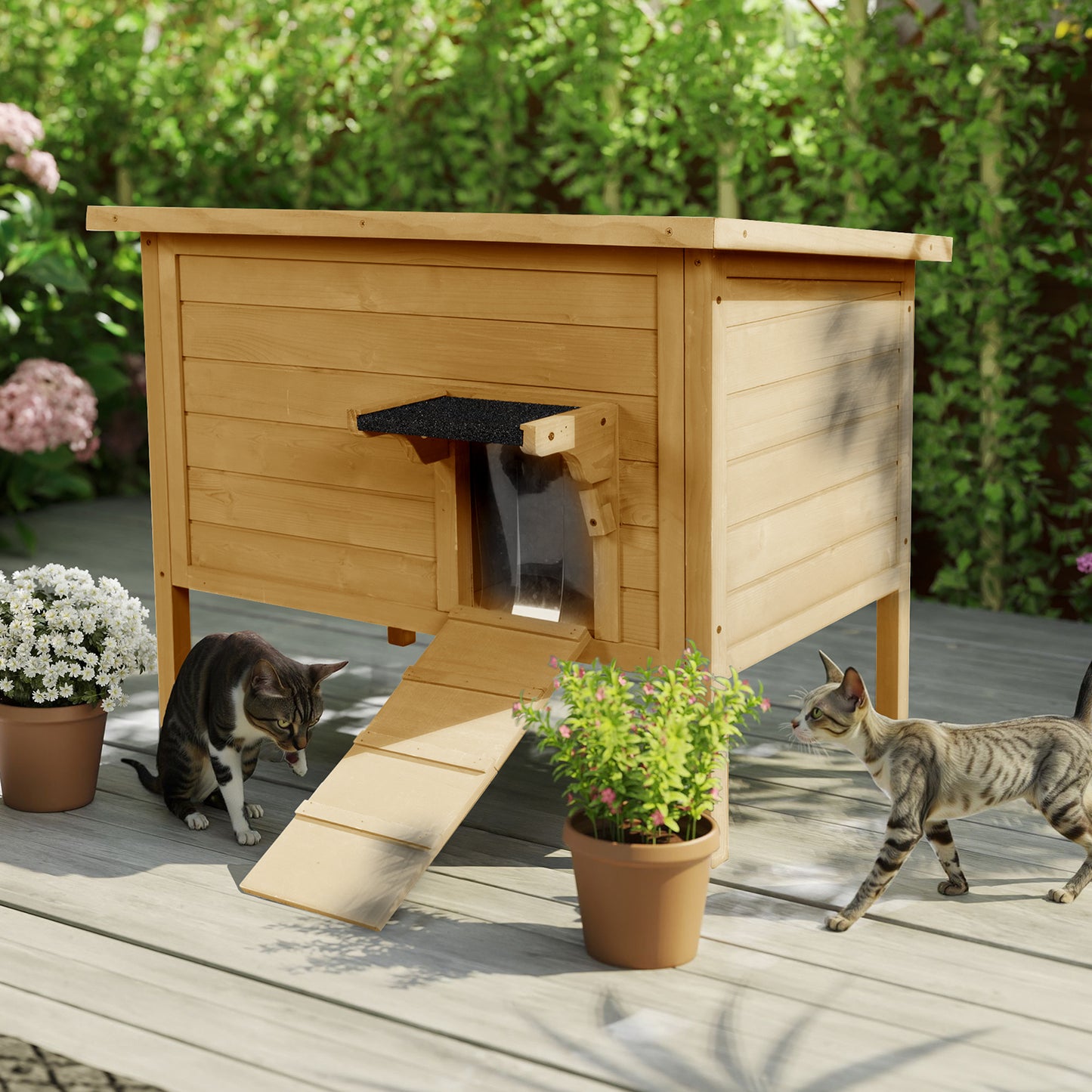 Outdoor Insulated Cat House, Winter Shelter, Brown