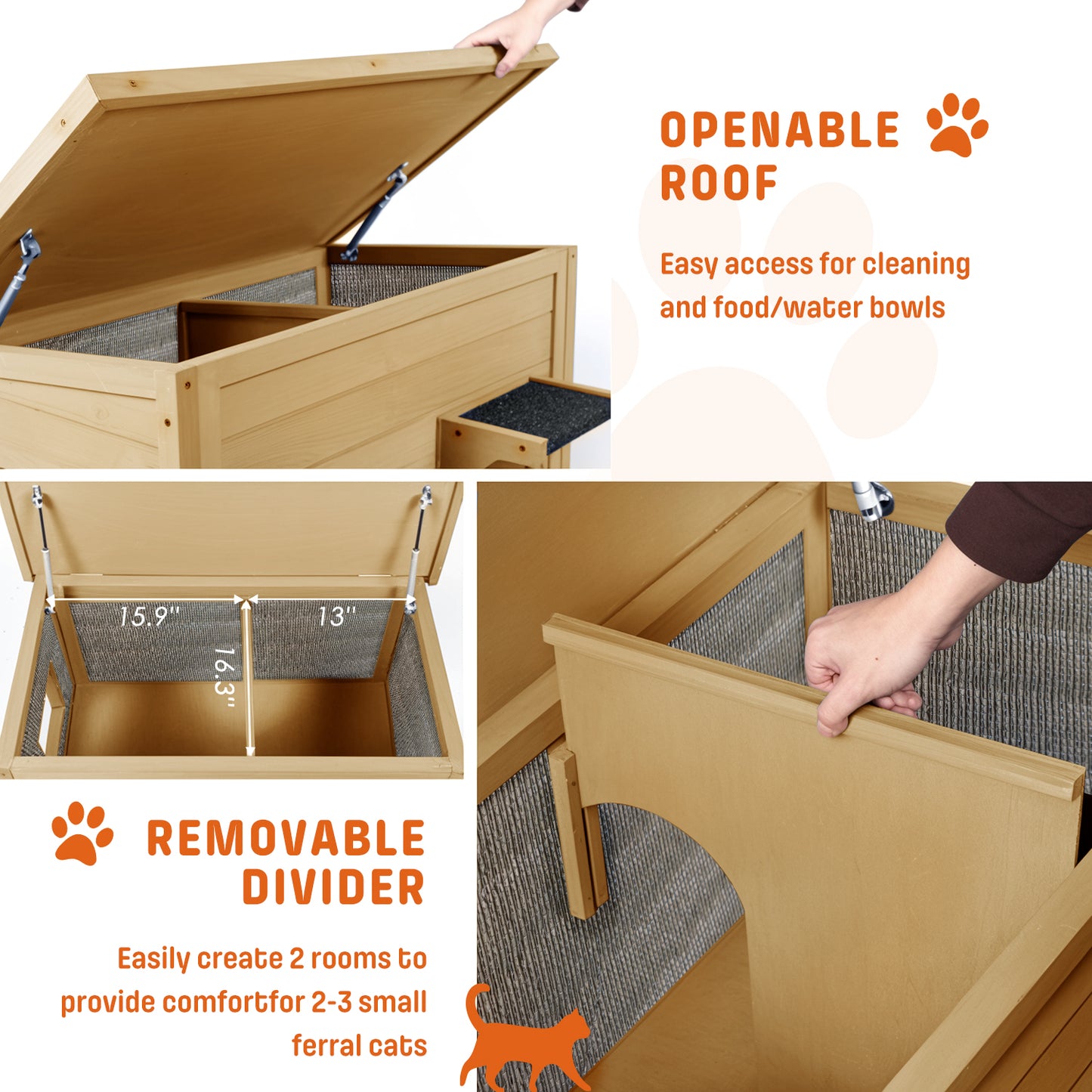 Dual Insulated Cat House, Winter Shelter, Brown