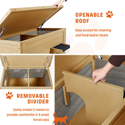 Dual Insulated Cat House, Winter Shelter, Brown