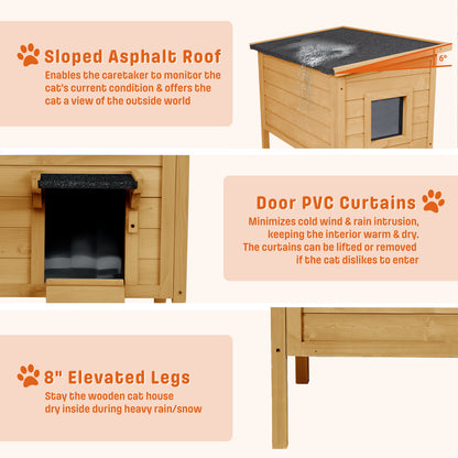 Outdoor Heated Cat House, Winter Shelter, Brown