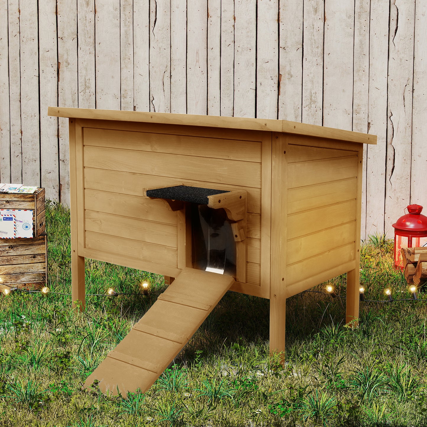 Outdoor Insulated Cat House, Winter Shelter, Brown