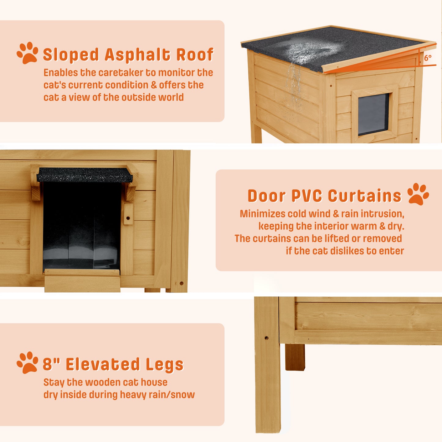Dual Insulated Cat House, Winter Shelter, Brown